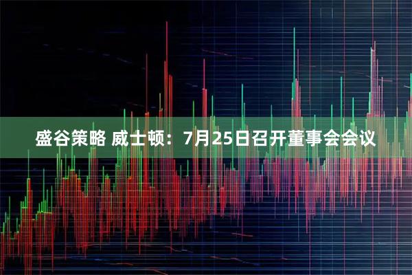 盛谷策略 威士顿：7月25日召开董事会会议