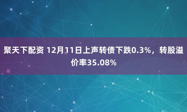 聚天下配资 12月11日上声转债下跌0.3%，转股溢价率35.08%